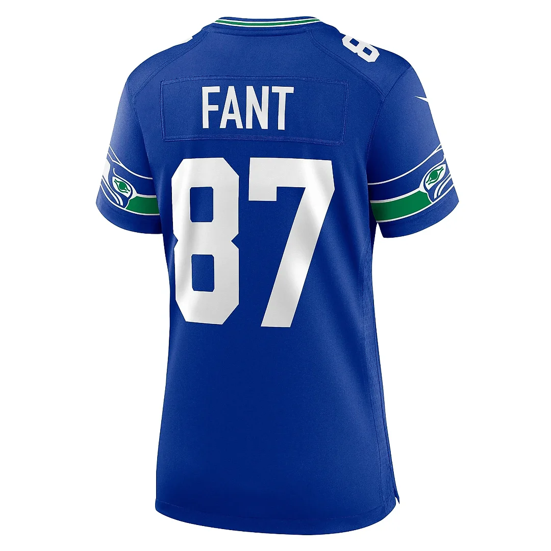 Zennovawear Women's Seattle Seahawks Noah Fant Royal Throwback Player Game Jersey