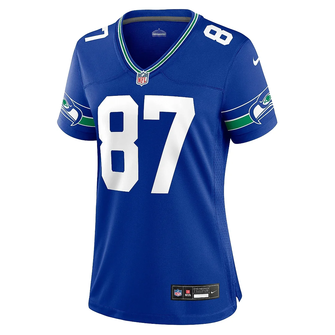 Zennovawear Women's Seattle Seahawks Noah Fant Royal Throwback Player Game Jersey