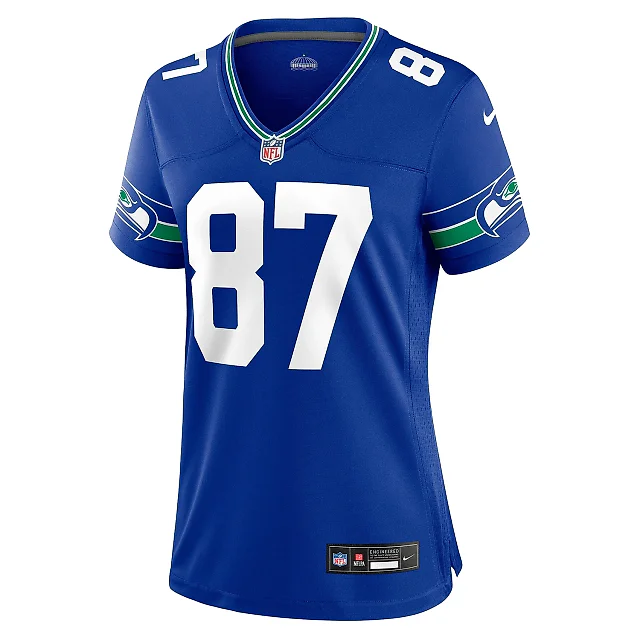 Zennovawear Women's Seattle Seahawks Noah Fant Royal Throwback Player Game Jersey