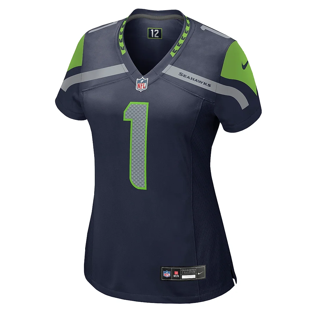 Zennovawear Women's Seattle Seahawks Number 1 Mom College Navy Game Jersey