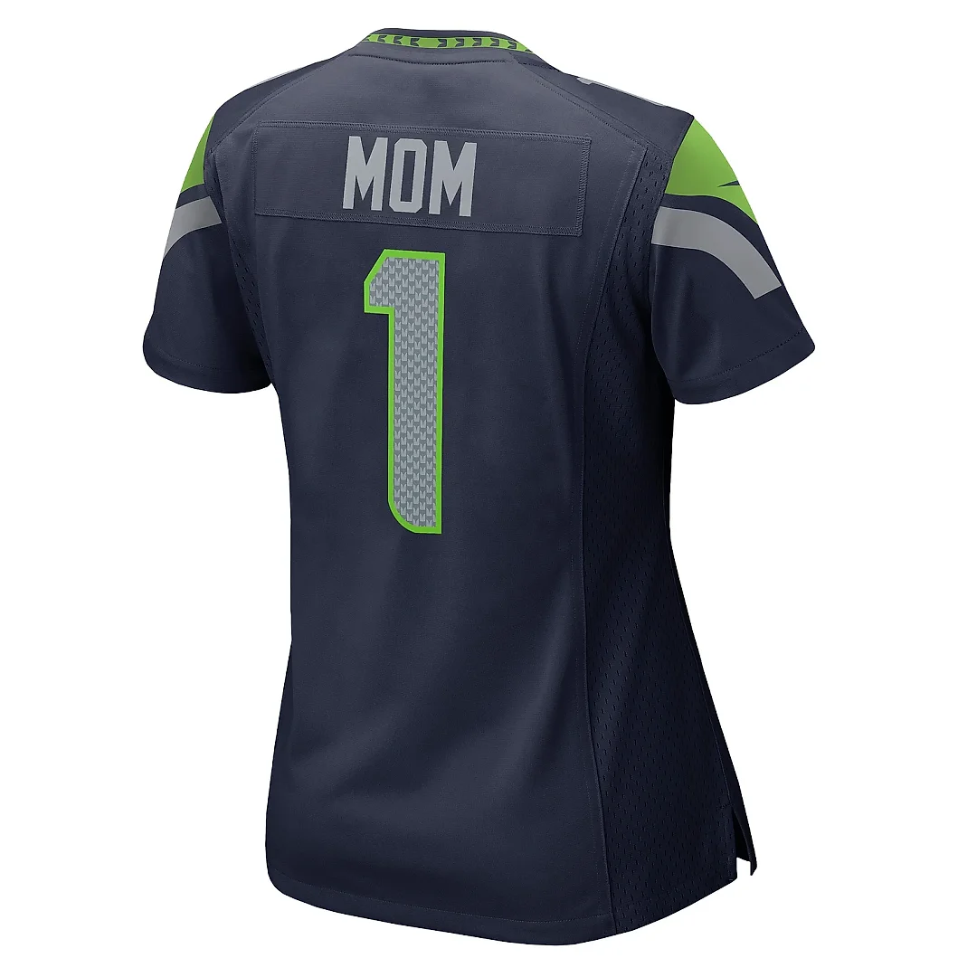 Zennovawear Women's Seattle Seahawks Number 1 Mom College Navy Game Jersey
