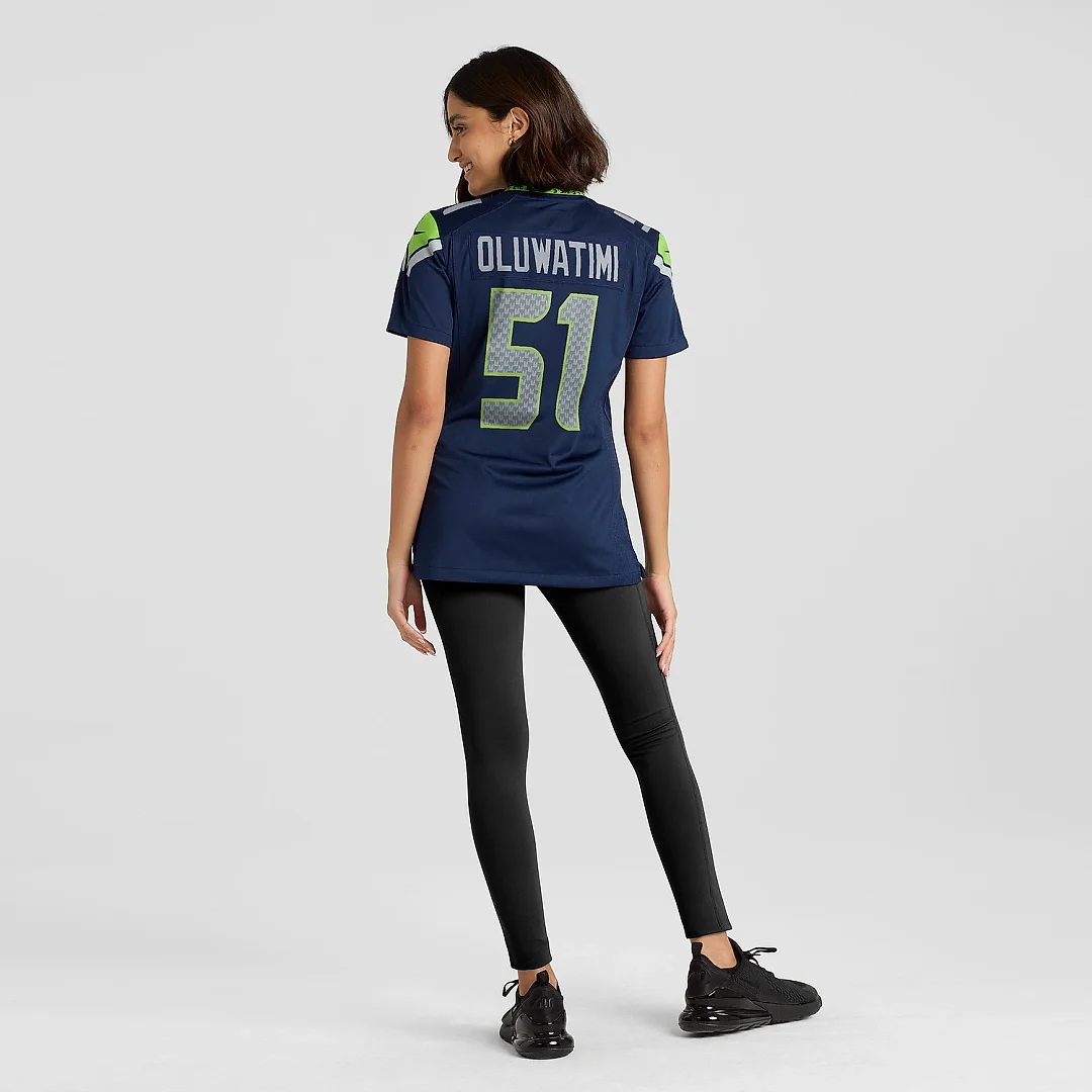 Zennovawear Women's Seattle Seahawks Olusegun Oluwatimi College Navy Game Jersey