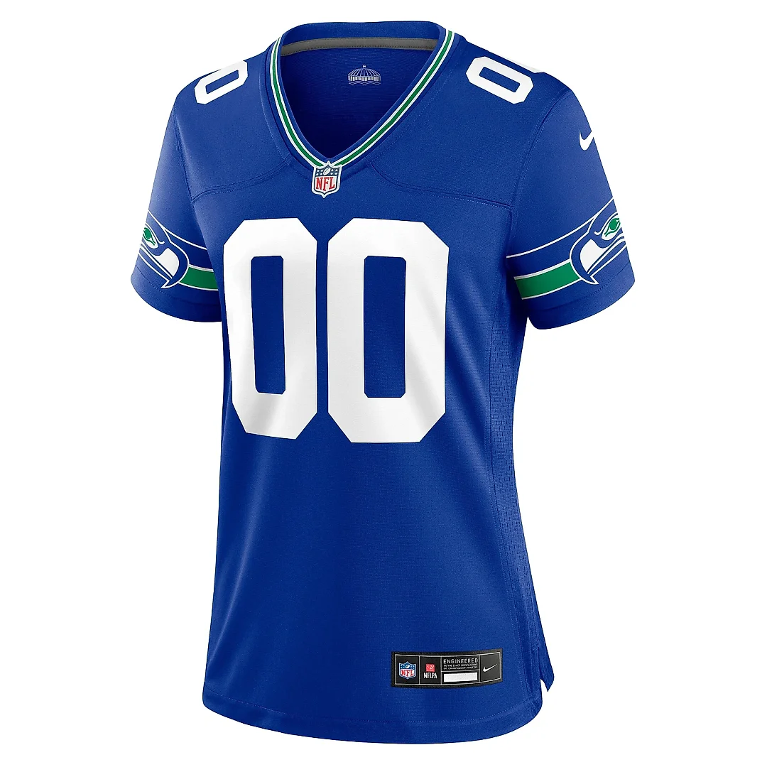 Zennovawear Women's Seattle Seahawks Royal Throwback Custom Jersey
