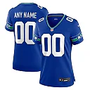 Zennovawear Women's Seattle Seahawks Royal Throwback Custom Jersey
