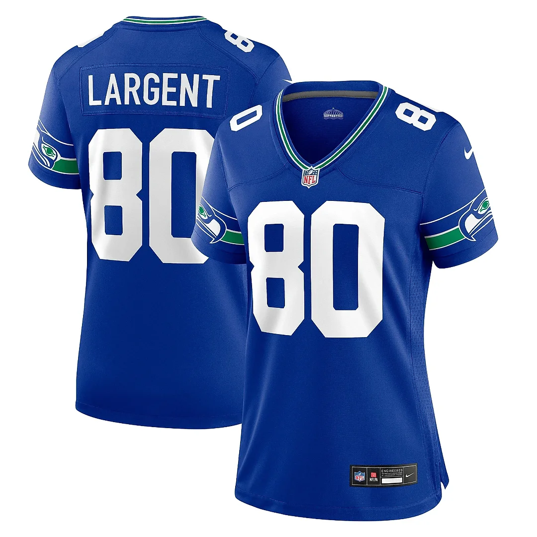 Zennovawear Women's Seattle Seahawks Steve Largent Royal Throwback Retired Player Game Jersey