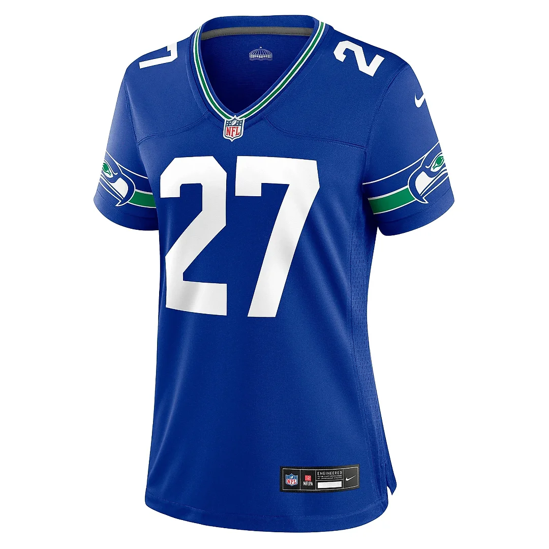 Zennovawear Women's Seattle Seahawks Tariq Woolen Royal Throwback Player Game Jersey