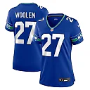 Zennovawear Women's Seattle Seahawks Tariq Woolen Royal Throwback Player Game Jersey