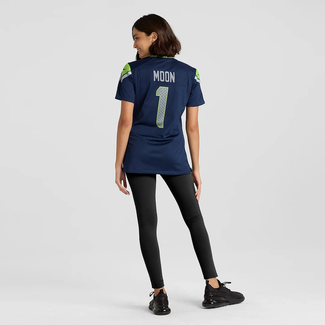 Zennovawear Women's Seattle Seahawks Warren Moon College Navy Game Retired Player Jersey