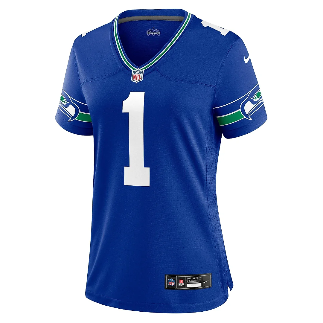Zennovawear Women's Seattle Seahawks Warren Moon Royal Throwback Retired Player Game Jersey