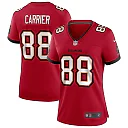 Zennovawear Women's Tampa Bay Buccaneers Mark Carrier Red Game Retired Player Jersey