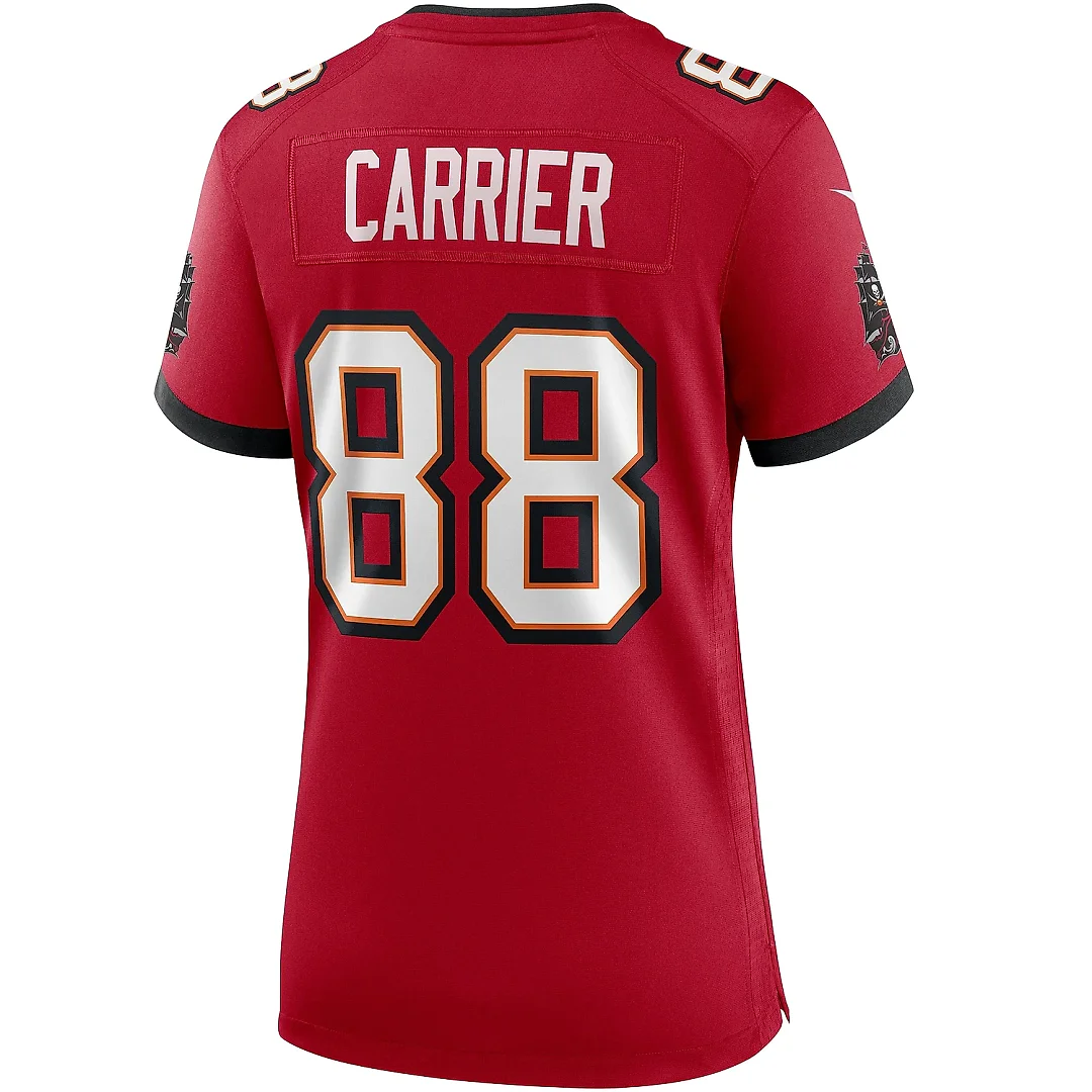 Zennovawear Women's Tampa Bay Buccaneers Mark Carrier Red Game Retired Player Jersey