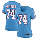 Zennovawear Women's Tennessee Titans Bruce Matthews Light Blue Oilers Throwback Retired Player Game Jersey