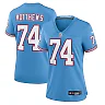 Zennovawear Women's Tennessee Titans Bruce Matthews Light Blue Oilers Throwback Retired Player Game Jersey
