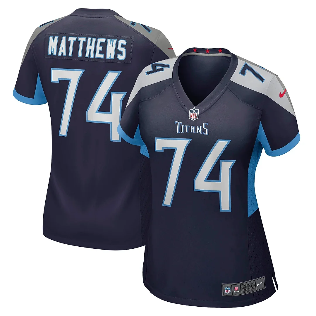 Zennovawear Women's Tennessee Titans Bruce Matthews Navy Retired Player Jersey