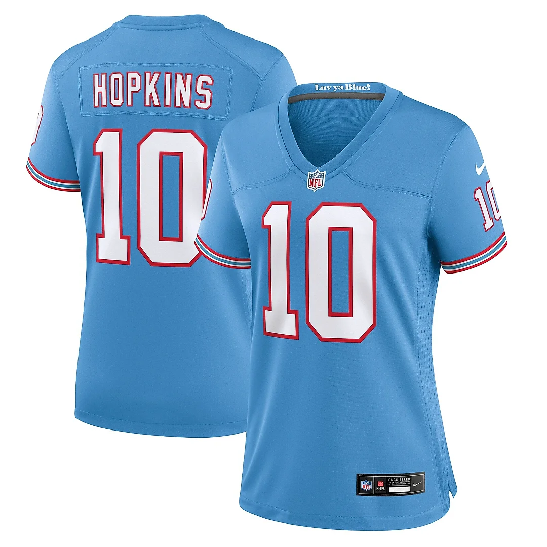 Zennovawear Women's Tennessee Titans DeAndre Hopkins Light Blue Oilers Throwback Player Game Jersey