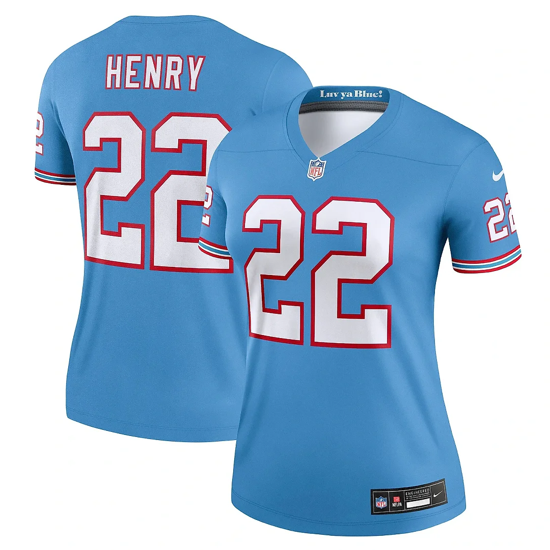 Zennovawear Women's Tennessee Titans Derrick Henry Light Blue Alternate Legend Player Performance Top