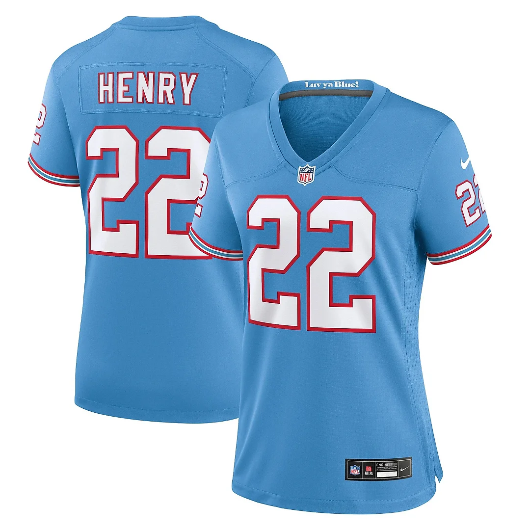 Zennovawear Women's Tennessee Titans Derrick Henry Light Blue Player Jersey