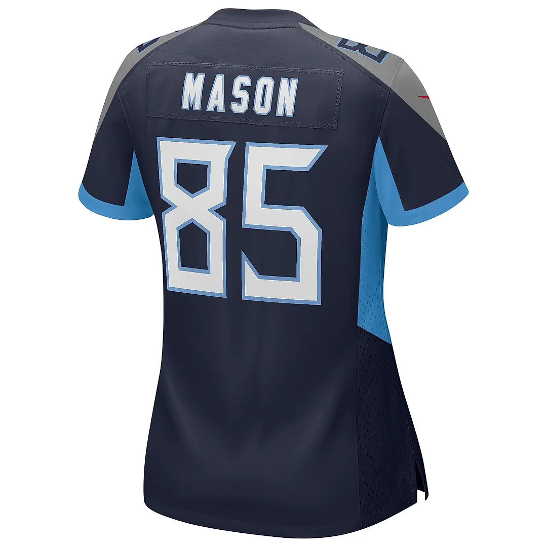 Zennovawear Women's Tennessee Titans Derrick Mason Navy Game Retired Player Jersey