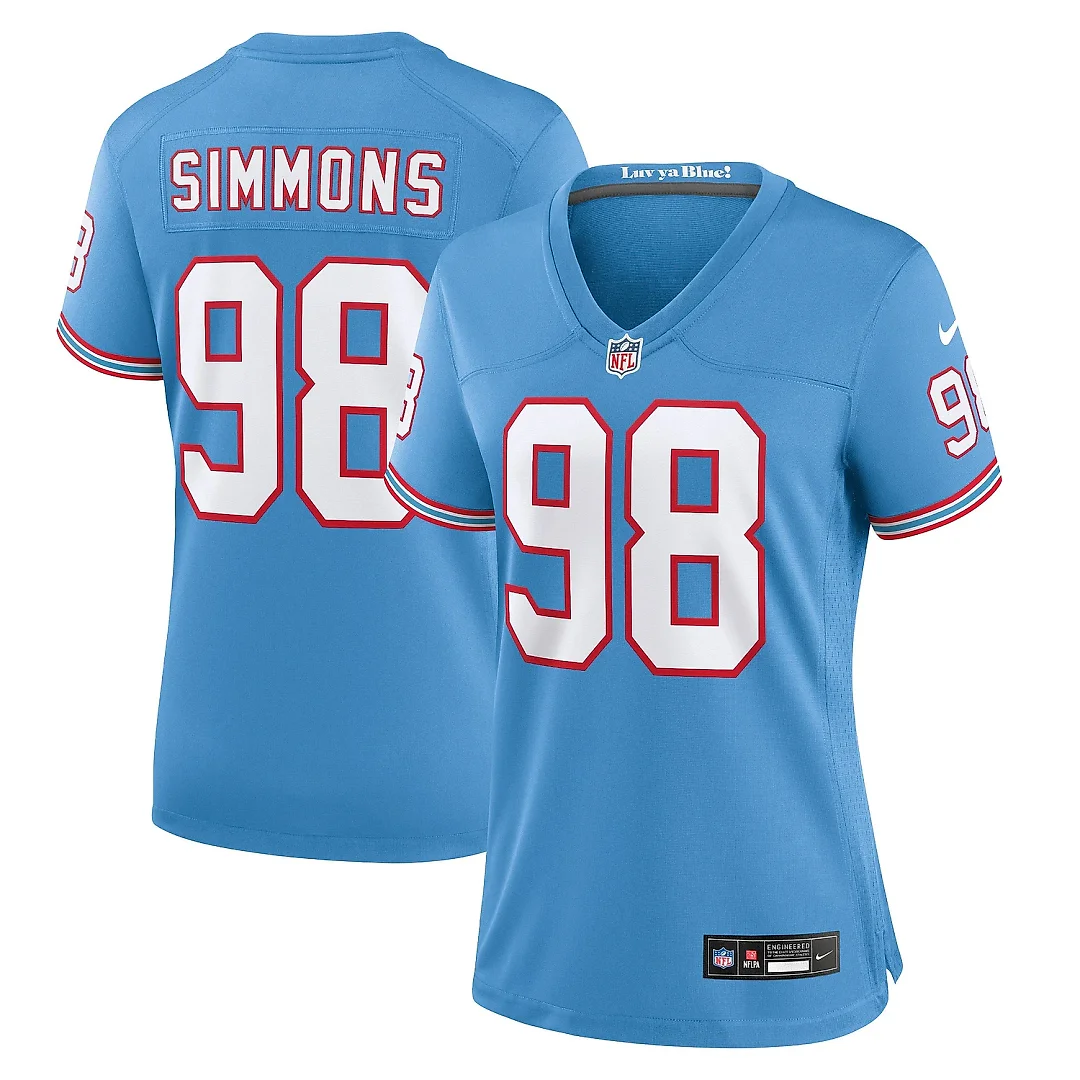 Zennovawear Women's Tennessee Titans Jeffery Simmons Light Blue Player Jersey