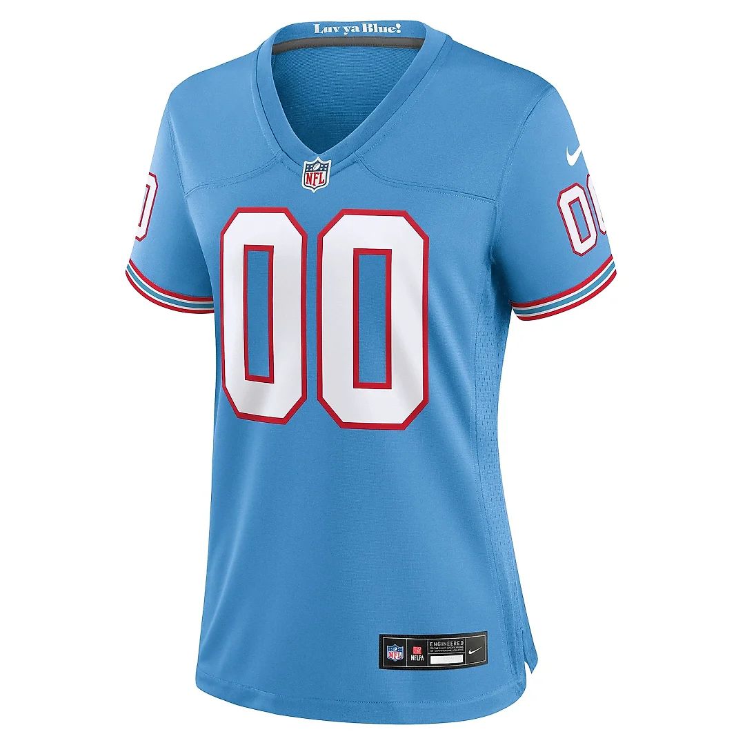Zennovawear Women's Tennessee Titans Light Blue Oilers Throwback Custom Game Jersey