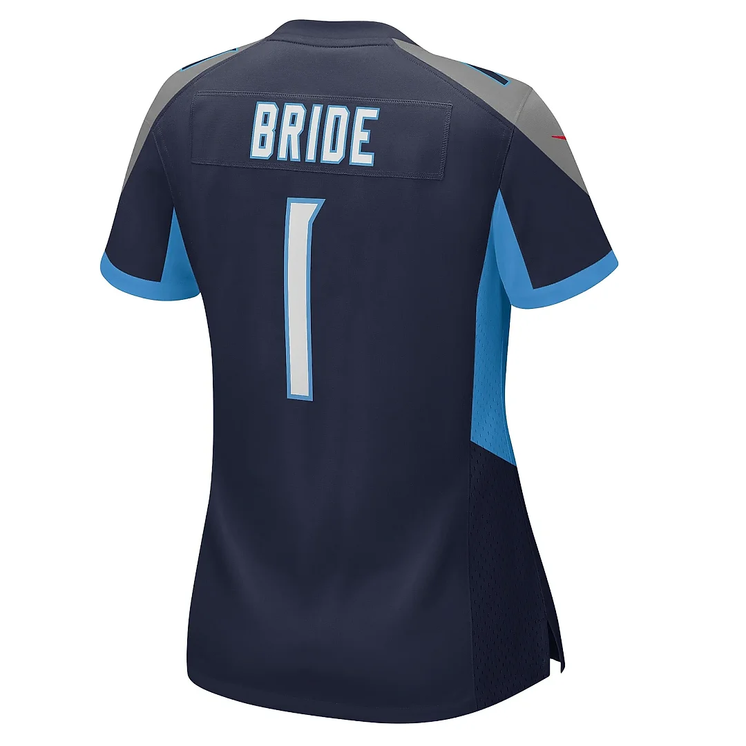 Zennovawear Women's Tennessee Titans Number 1 Bride Navy Game Jersey