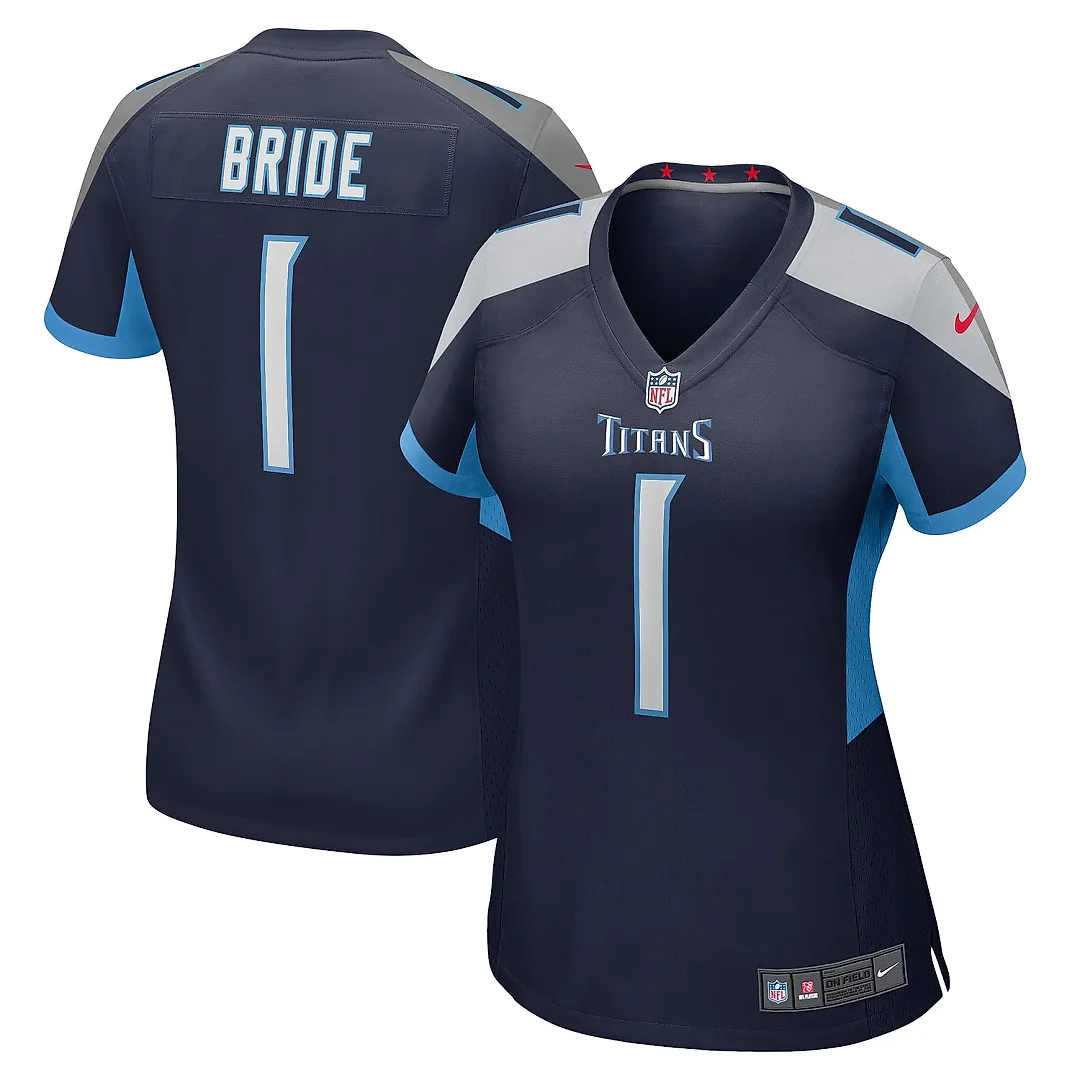 Zennovawear Women's Tennessee Titans Number 1 Bride Navy Game Jersey