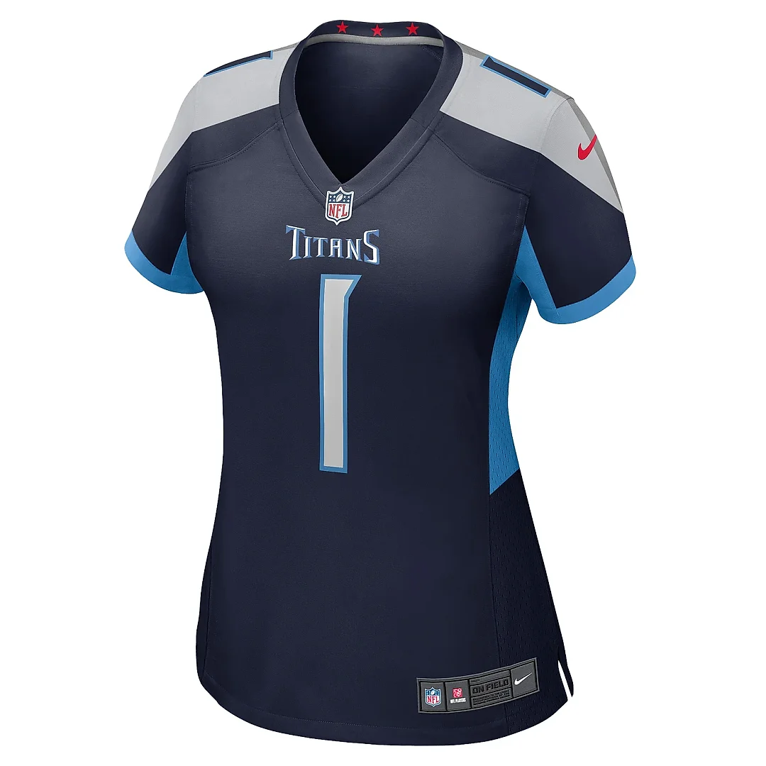 Zennovawear Women's Tennessee Titans Number 1 Mom Navy Game Jersey