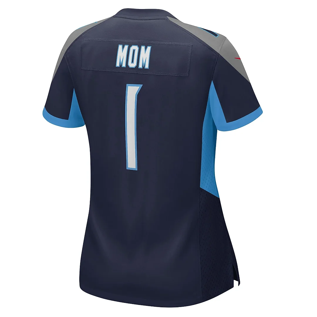 Zennovawear Women's Tennessee Titans Number 1 Mom Navy Game Jersey