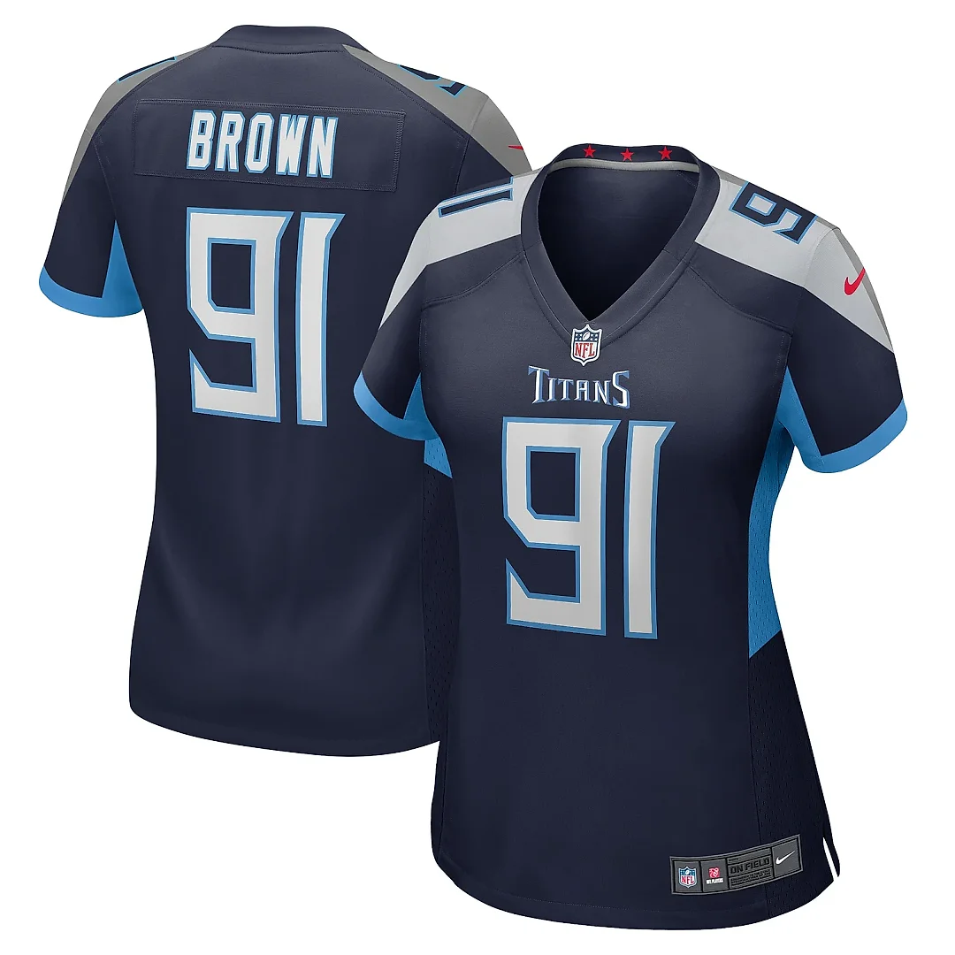 Zennovawear Women's Tennessee Titans Shakel Brown Navy Game Jersey