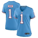 Zennovawear Women's Tennessee Titans Warren Moon Light Blue Oilers Throwback Retired Player Game Jersey