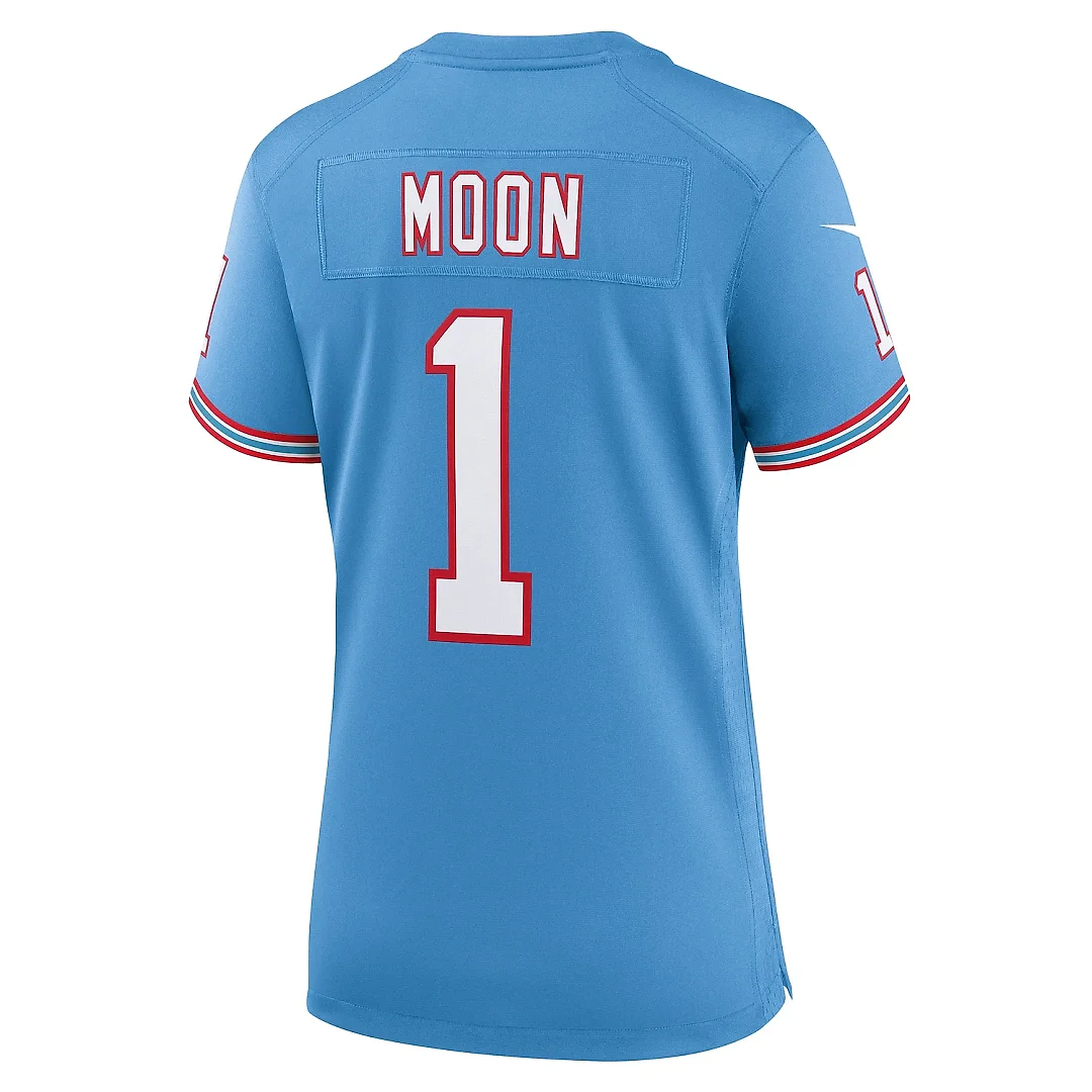 Zennovawear Women's Tennessee Titans Warren Moon Light Blue Oilers Throwback Retired Player Game Jersey