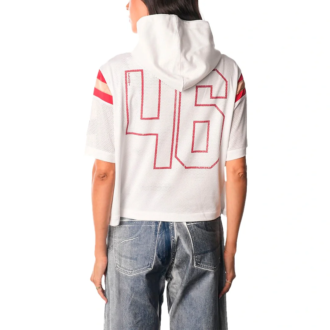 Zennovawear San Francisco 49ers Women's Mesh Short Sleeve Hoodie T-Shirt - White
