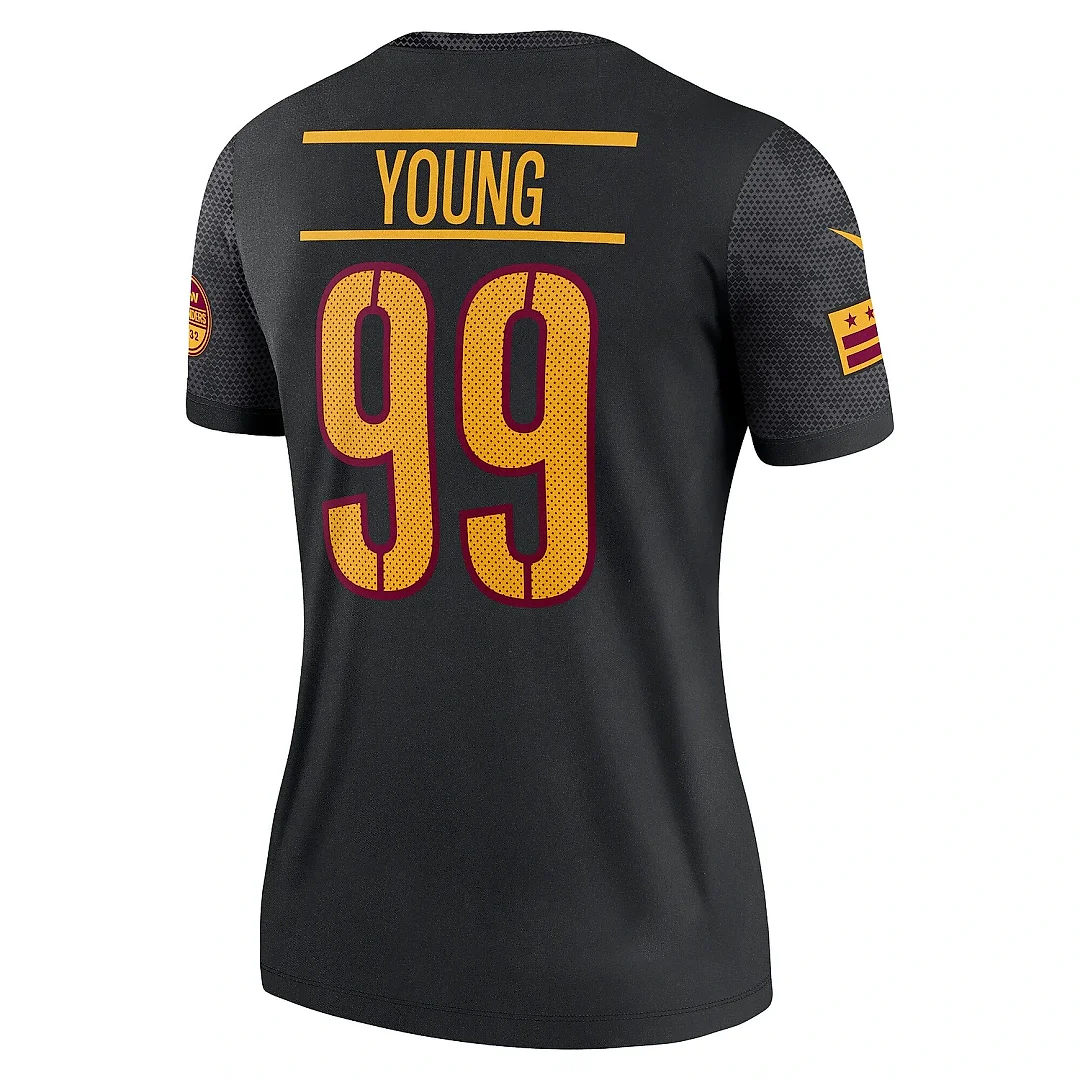 Zennovawear Women's Washington Commanders Chase Young Black Alternate Legend Player Performance Top