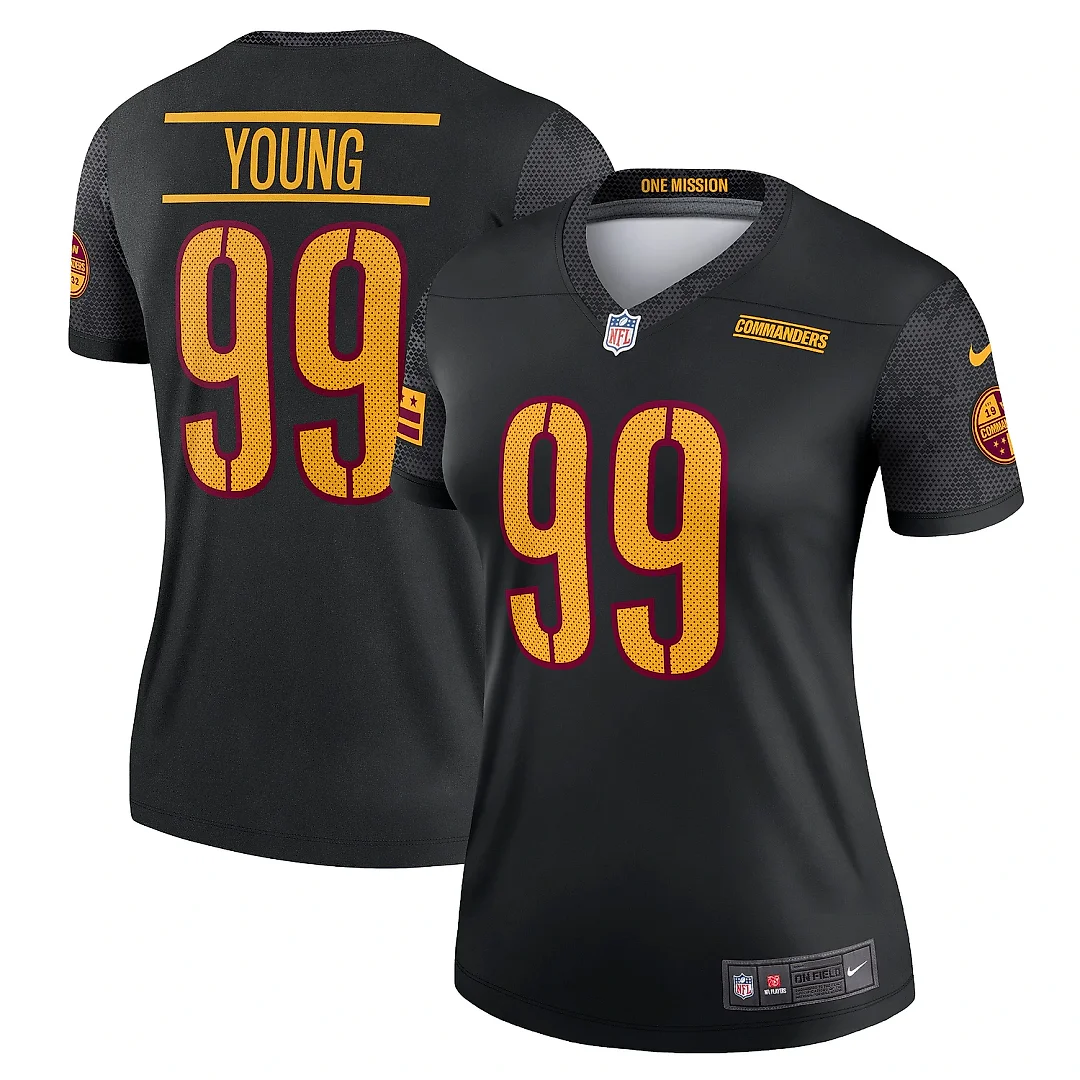 Zennovawear Women's Washington Commanders Chase Young Black Alternate Legend Player Performance Top