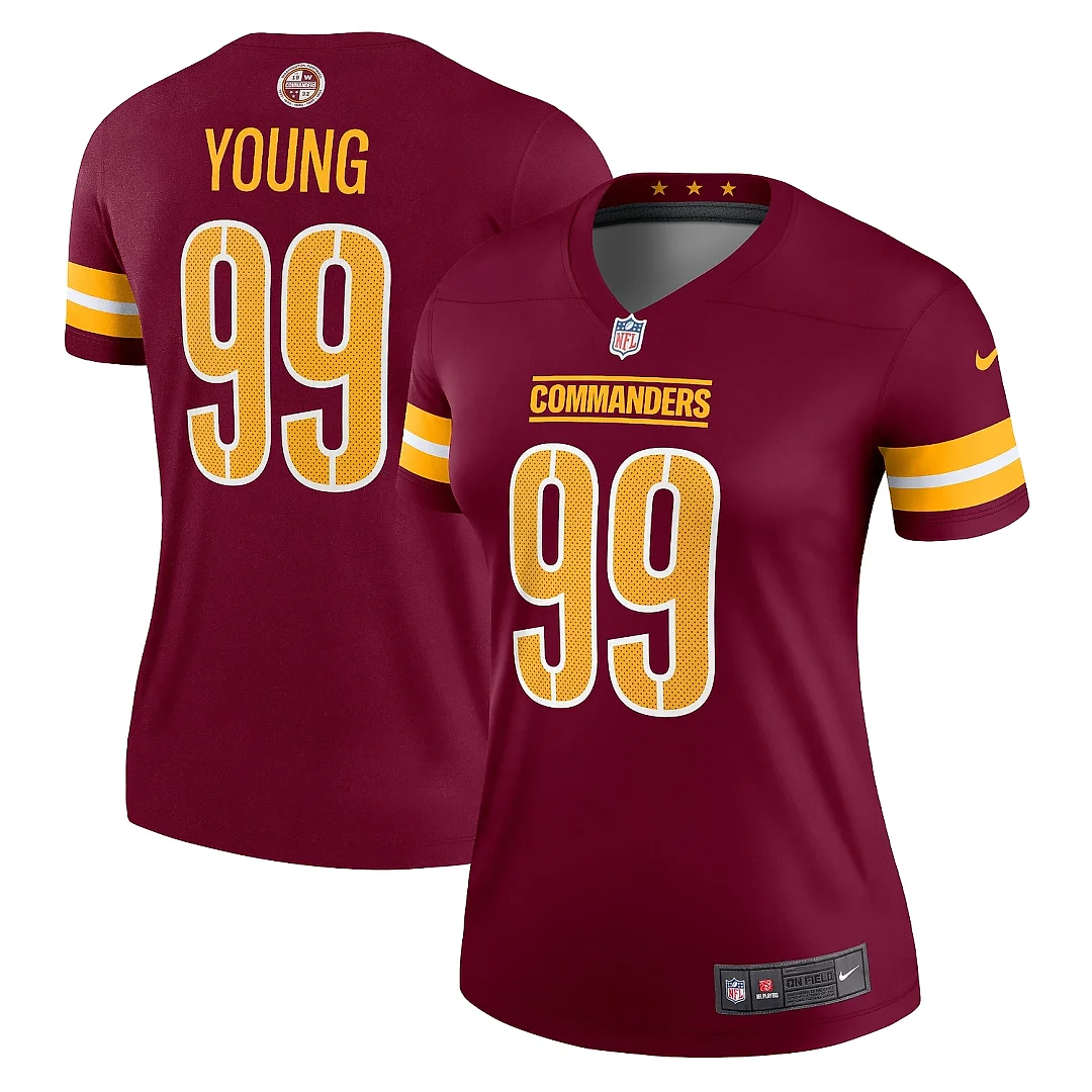 Zennovawear Women's Washington Commanders Chase Young Burgundy Legend Player Performance Top