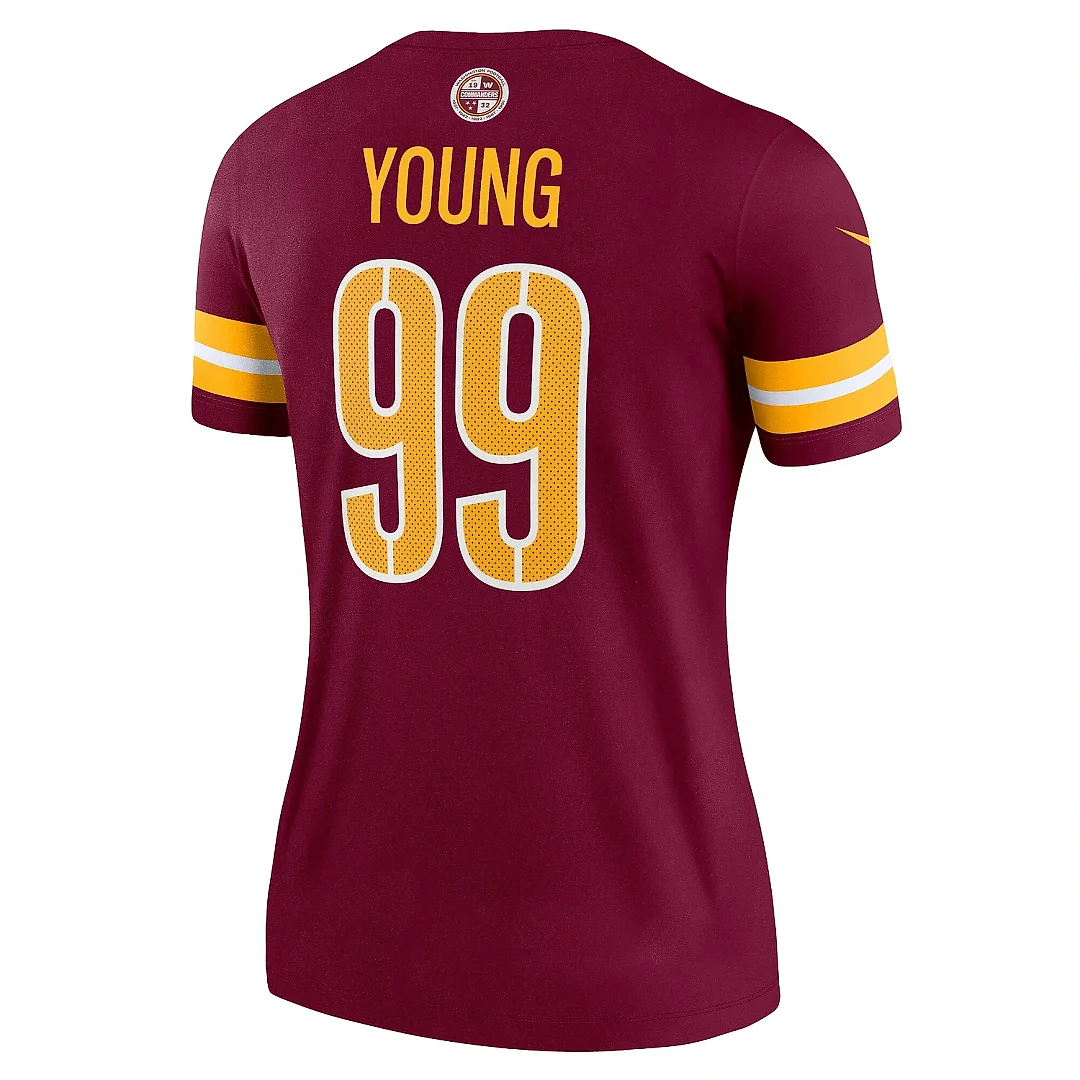 Zennovawear Women's Washington Commanders Chase Young Burgundy Legend Player Performance Top