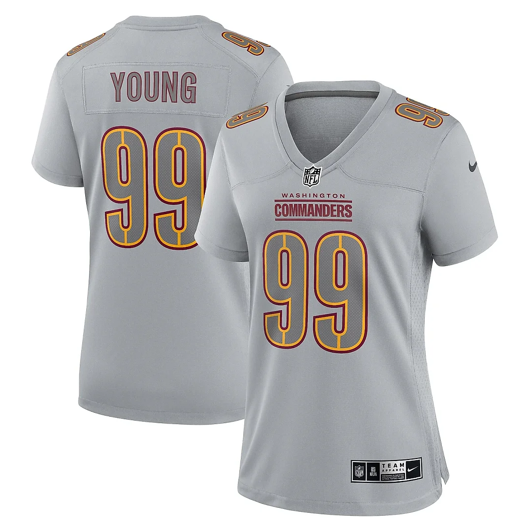 Zennovawear Women's Washington Commanders Chase Young Gray Atmosphere Fashion Game Jersey