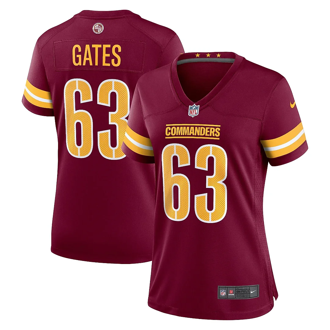 Zennovawear Women's Washington Commanders Nick Gates Burgundy Game Player Jersey