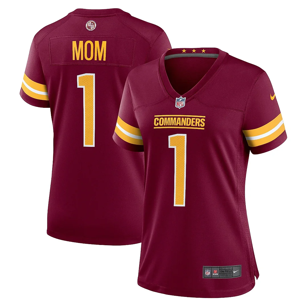 Zennovawear Women's Washington Commanders Number 1 Mom Burgundy Game Jersey