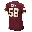 Zennovawear Women's Washington Football Team Shaka Toney Burgundy Game Jersey