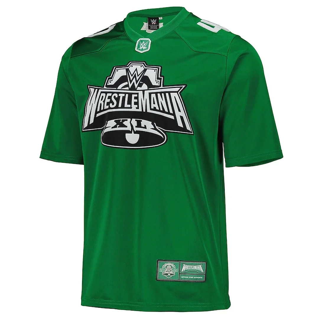 Zennovawear WrestleMania 40 Replica Football Jersey Graphics Pattern - Green/White