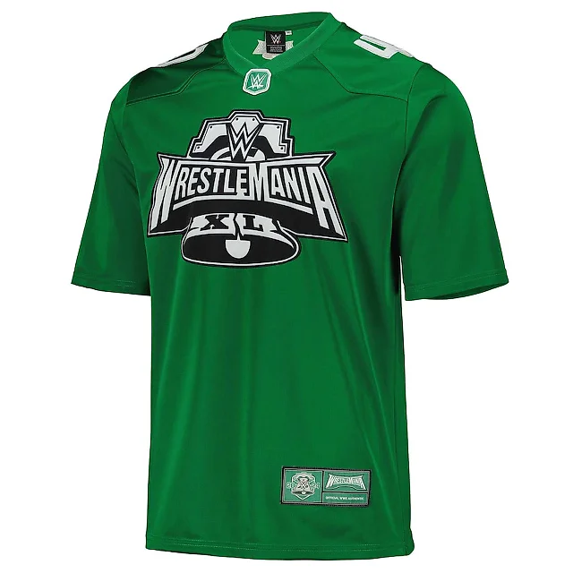 Zennovawear WrestleMania 40 Replica Football Jersey Graphics Pattern - Green/White