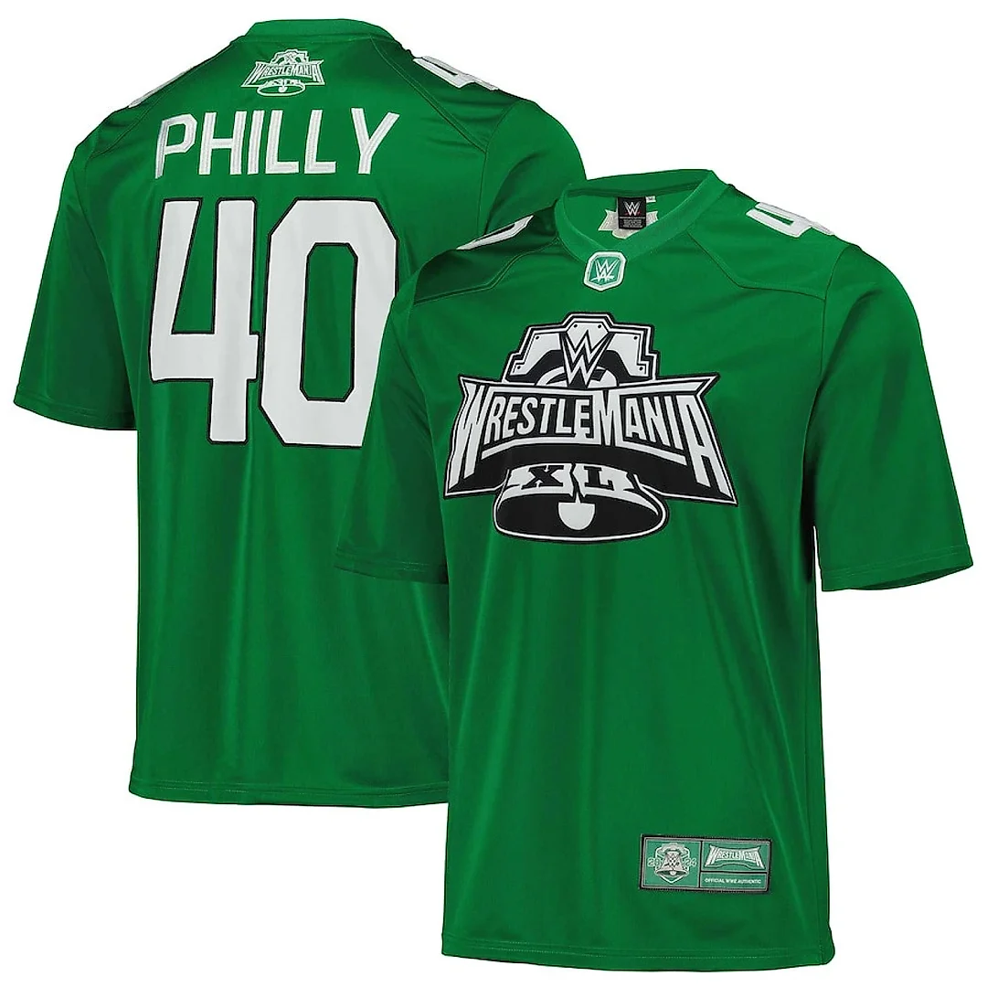 Zennovawear WrestleMania 40 Replica Football Jersey Graphics Pattern - Green/White