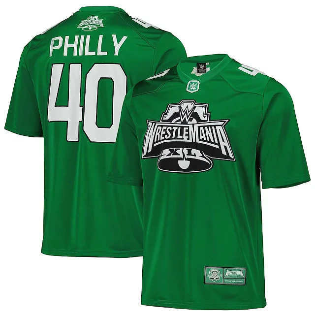 Zennovawear WrestleMania 40 Replica Football Jersey Graphics Pattern - Green/White