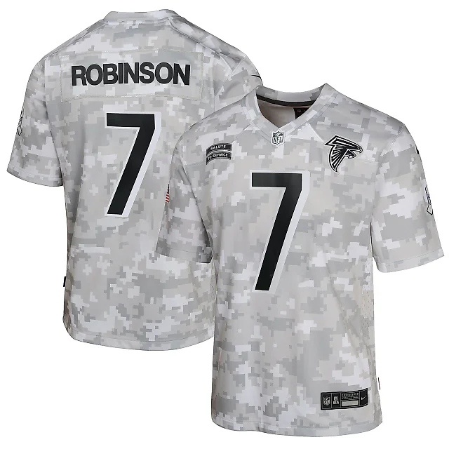 Zennovawear Youth Atlanta Falcons Bijan Robinson Arctic Camo 2024 Salute to Service Game Jersey