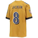 Zennovawear Youth Baltimore Ravens Lamar Jackson Gold Inverted Team Game Jersey