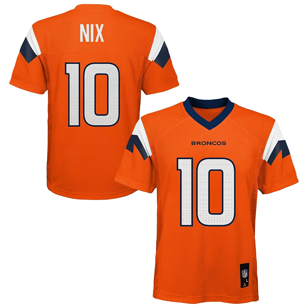 Zennovawear Bo Nix Denver Broncos Youth Replica Jersey - Orange