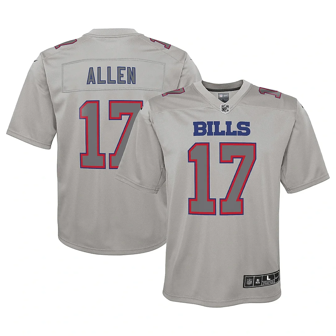 Zennovawear Youth Buffalo Bills Josh Allen Gray Atmosphere Game Jersey