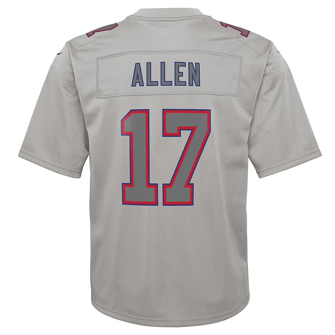 Zennovawear Youth Buffalo Bills Josh Allen Gray Atmosphere Game Jersey