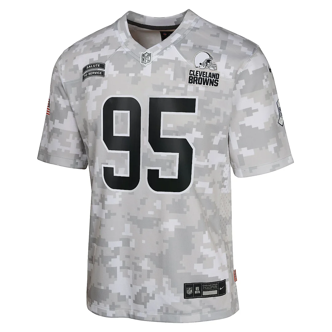 Zennovawear Youth Cleveland Browns Myles Garrett Arctic Camo 2024 Salute to Service Game Jersey